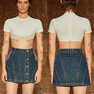Adidas x Ivy Park crop top Rodeo Collection off-white built-in bra.